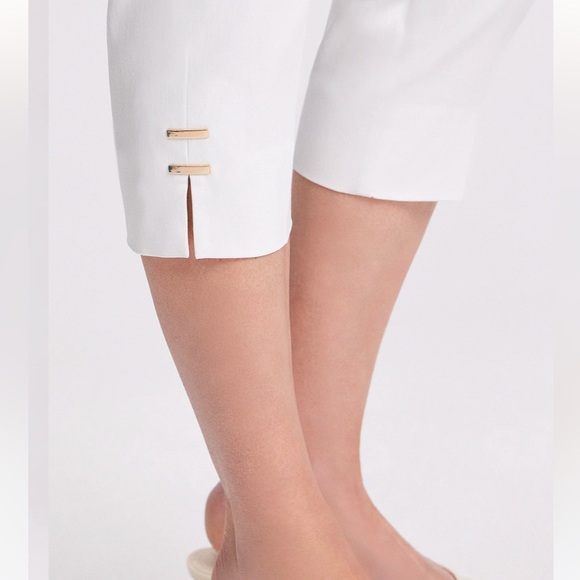Laura High-Rise Bengaline Capris Pants Metal Detail White - Picture 2 of 11